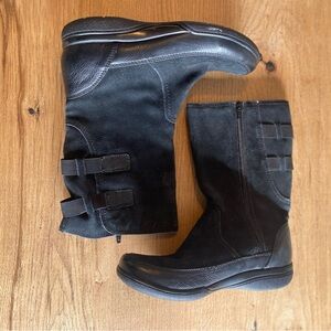 Clarks Mid Calf Winter‎ Leather Suede Boot Black Women’s 9 1/2 Preloved